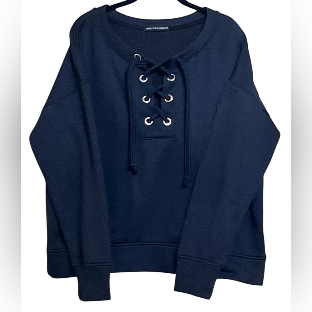 Harlowe & Graham Women’s Black Lace-Up Sweatshirt Size XL
